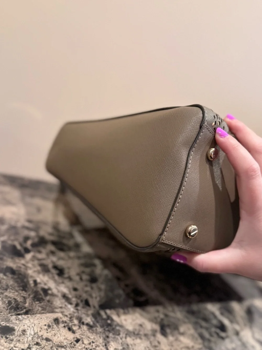 ❌SOLD❌Henri Bendel W 57th Laser-Cut Satchel - Pewter/Metallic Grey - Picture 7 of 15